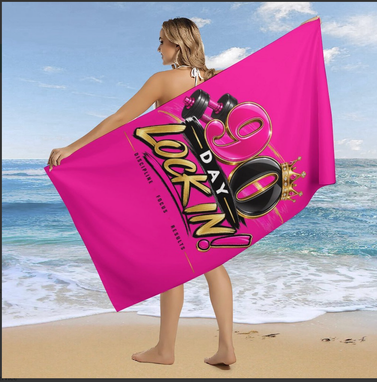 The Lock-In Luxe Beach Towel (Pink)