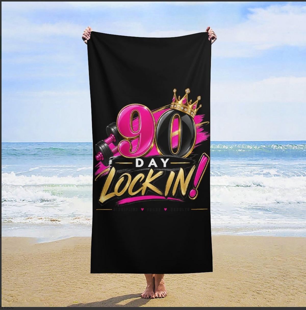 The Lock-In Luxe Beach Towel Black