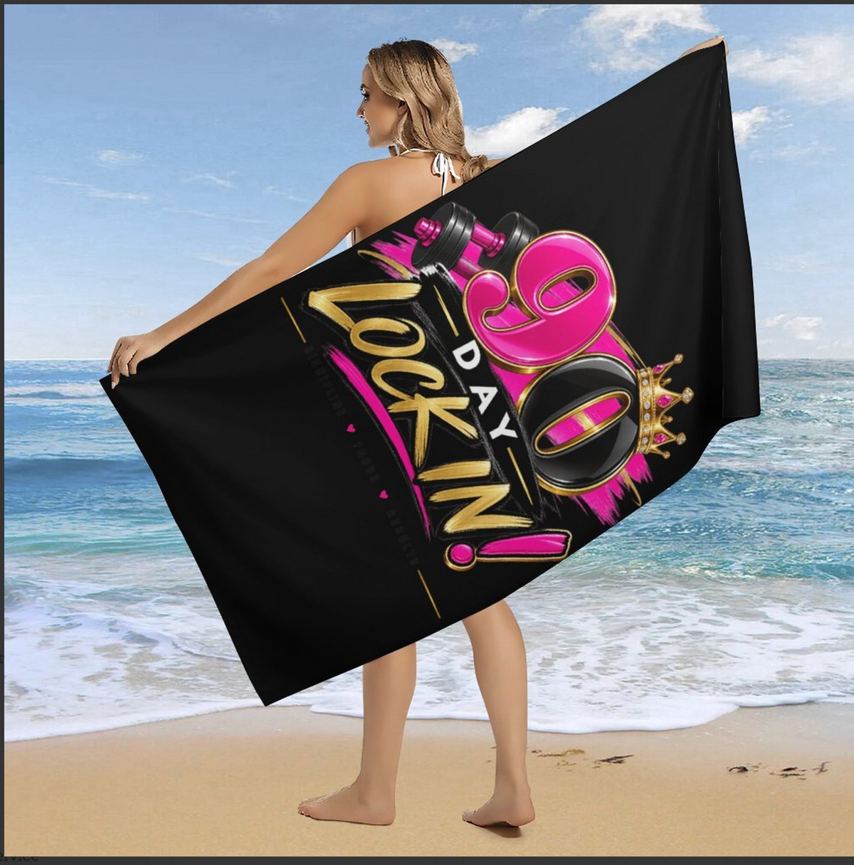 The Lock-In Luxe Beach Towel Black